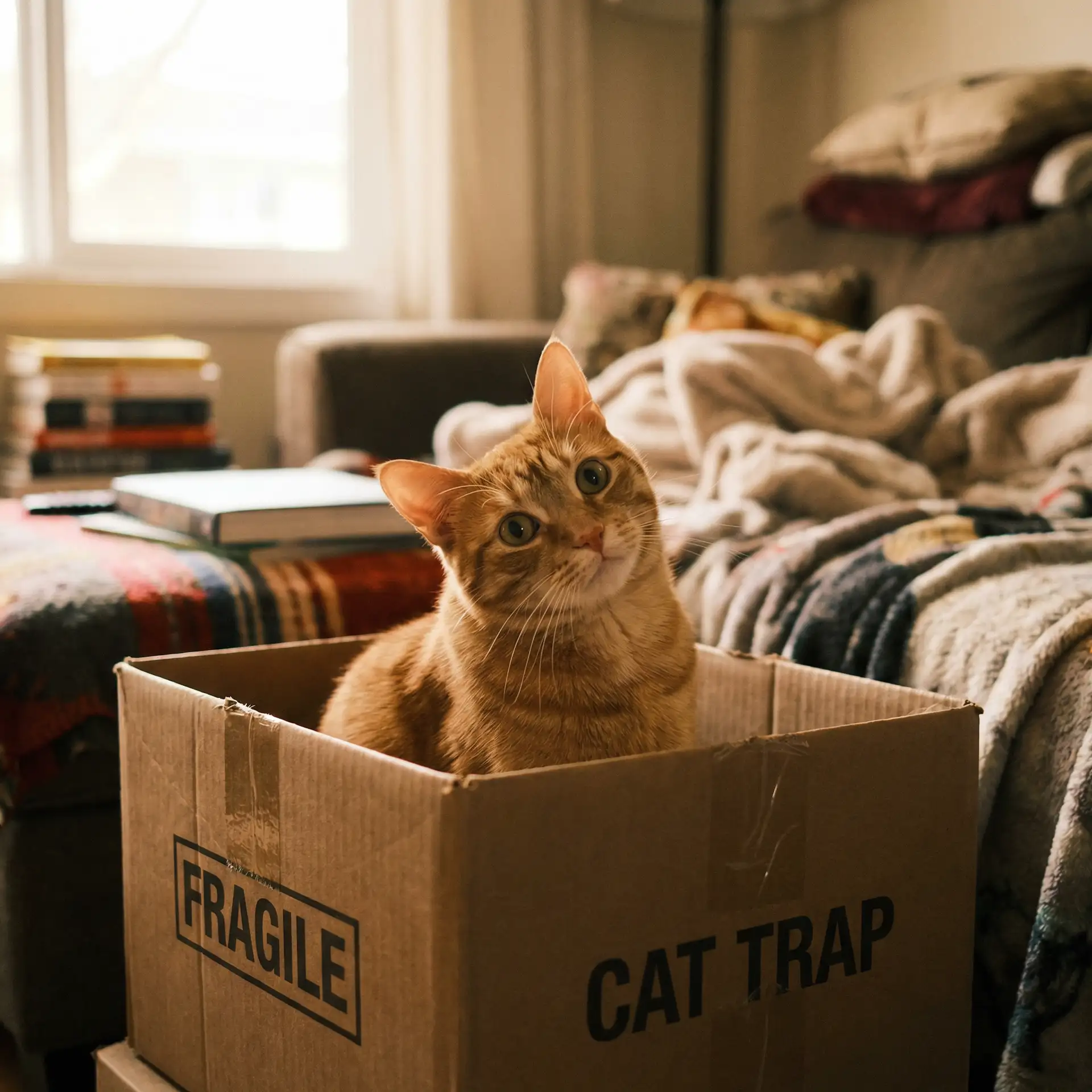 橘猫躲在纸箱里 - 春梦记